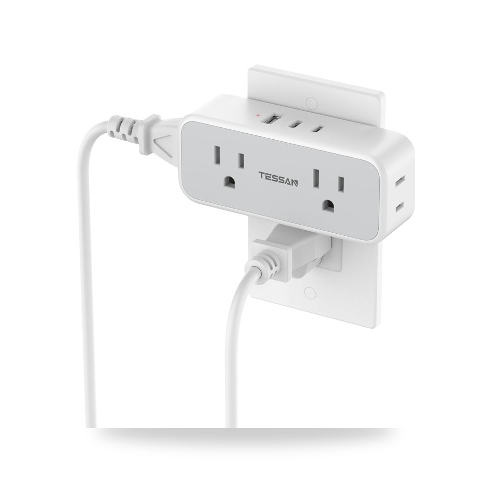 موسع متعدد المقابس مع USB، 4 موزعات لشرائط الطاقة مع 3