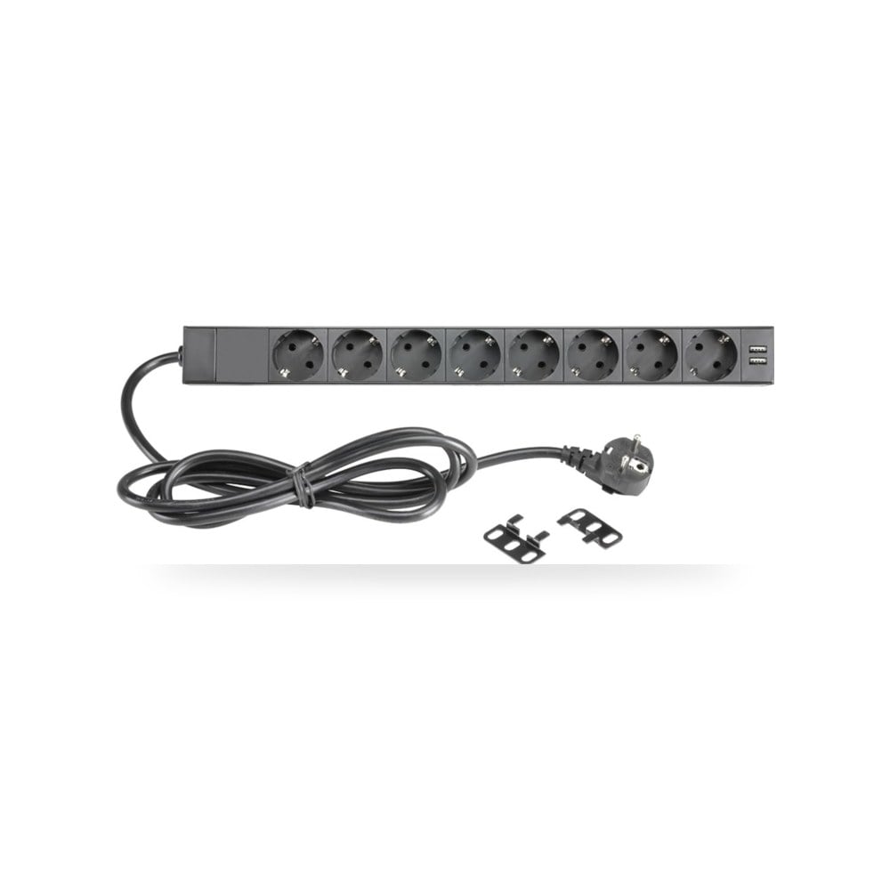 شريط طاقة 87471 1U 8 اتجاهات مع مفتاح و2 مقبس شحن USB من ادم هول بارتس