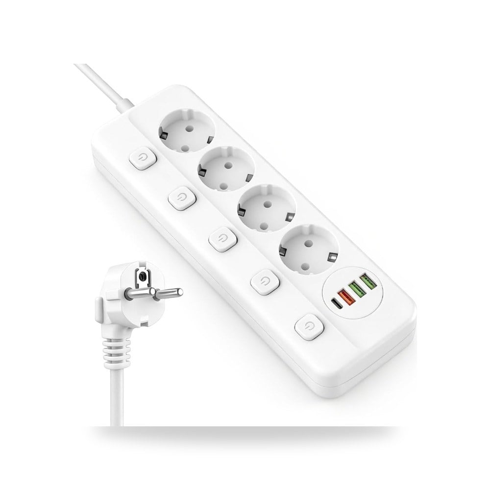 شريط طاقة مع مفتاح من ويشاو، مقابس شريط الطاقة مع USB ونوع Weciau