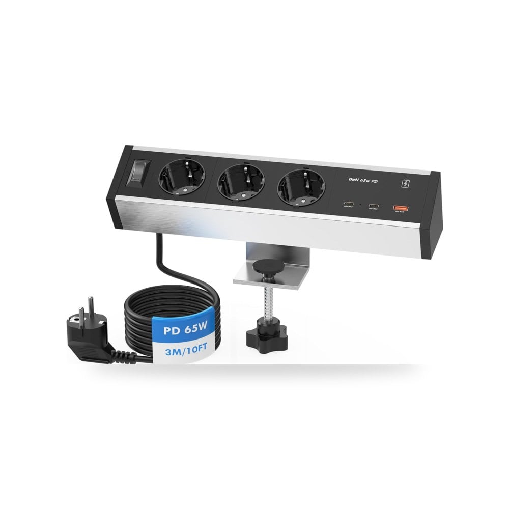 مقبس USB نوع سي بي دي 65 واط جان 3 اتجاهات بمشبك لسطح الألومنيوم موديل USB-C2