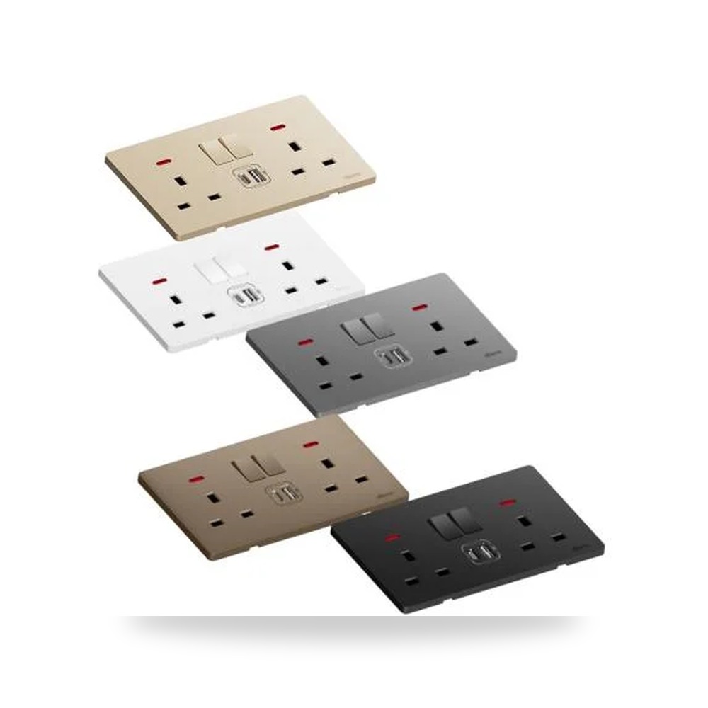راسو مقبس ثلاثي 13A مع شاحن USB بالوان متعددة