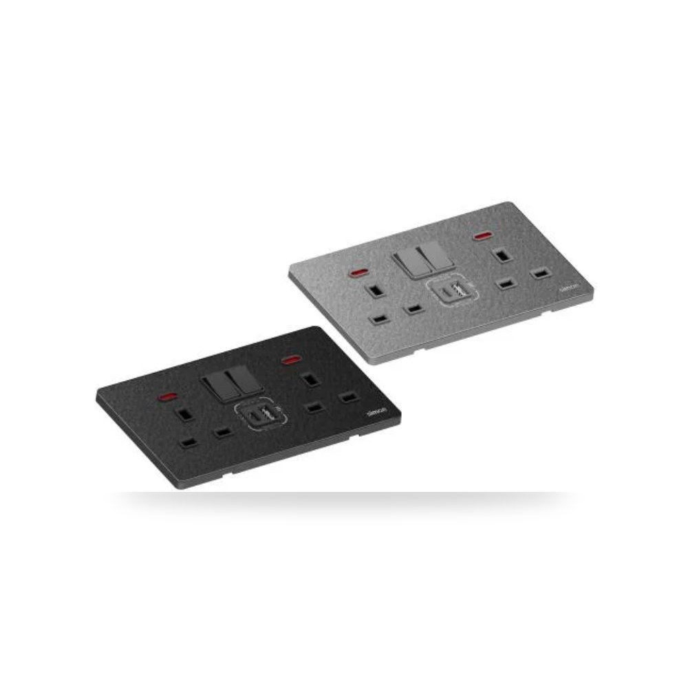 أورا مقبس ثلاثي 13A مع شاحن USB أكريليك بممس