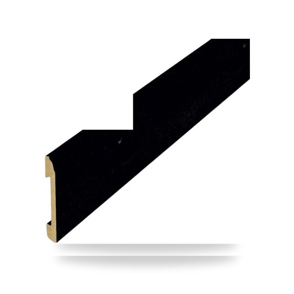 نعلة جدارية بوليسترين عالي الكثافة HDPS للأرضيات 240×8 سم لون أسود فخم موديل w1-black-655