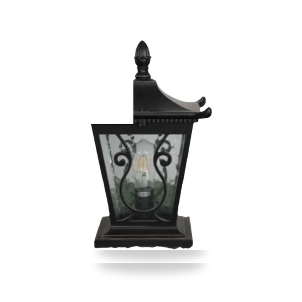 فانوس سور خارجي أسود 43سم 43×28 سم وحدة إضاءة موديل 818