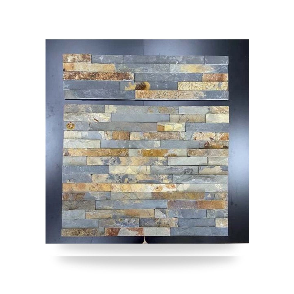 شرائح حجر جداري طبيعي للتكسيات المعمارية والواجهات مقاس 15 × 60 سم طراز 013 لون صخر