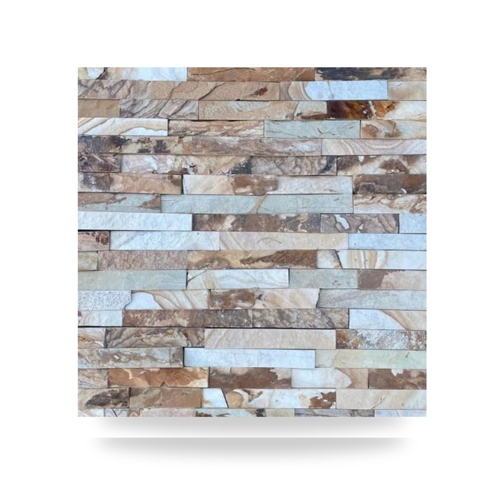 شرائح حجر جداري طبيعي للتكسيات المعمارية والواجهات مقاس 15 × 60 سم طراز NATURAL-STONE لون