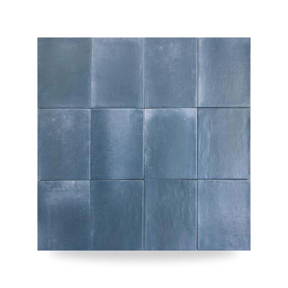 بلاط بورسلان أرضيات وجدران إسباني مقاس 12 × 12 سم تشطيب ناعم لون أزرق طراز CH01450586