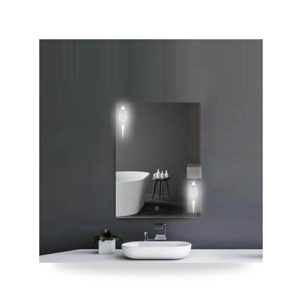 مراءه حمام مع اضاءه ليد باللمس 80 × 60 سم فضي Silver موديل 528