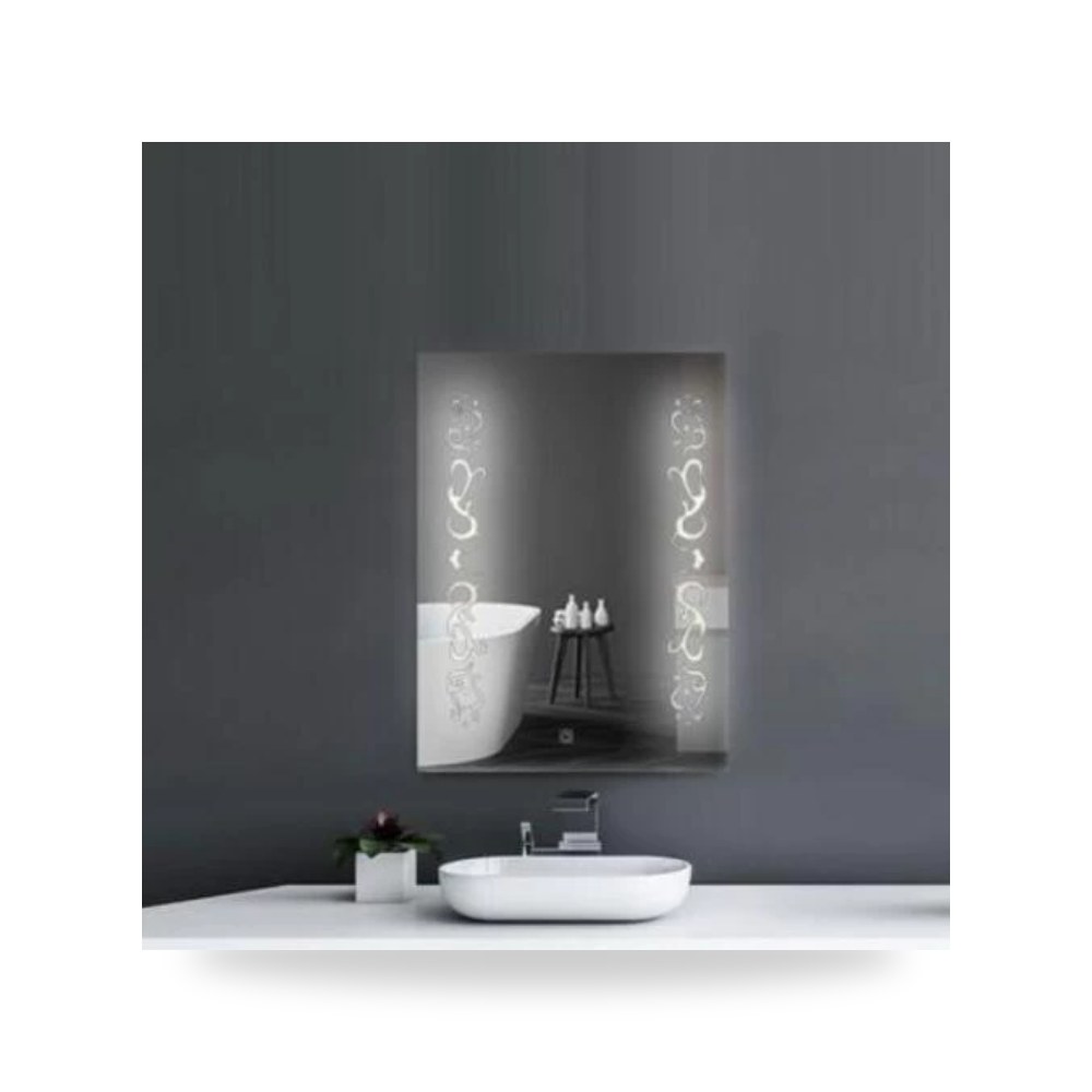 مراءه حمام مع اضاءه ليد باللمس 80 × 60 سم فضي Silver موديل 827