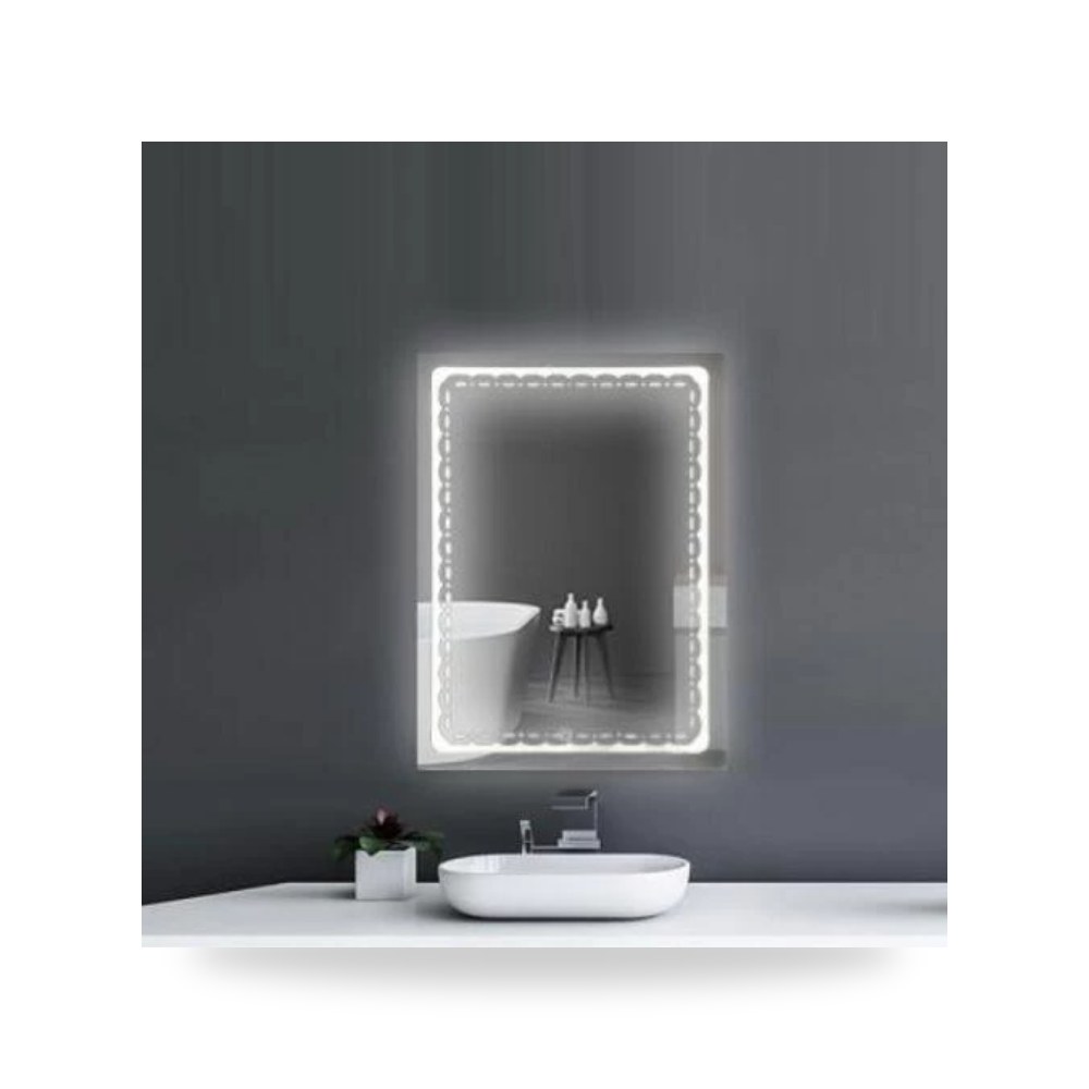 مراءه حمام مع اضاءه ليد باللمس 80 × 60 سم فضي Silver موديل 823