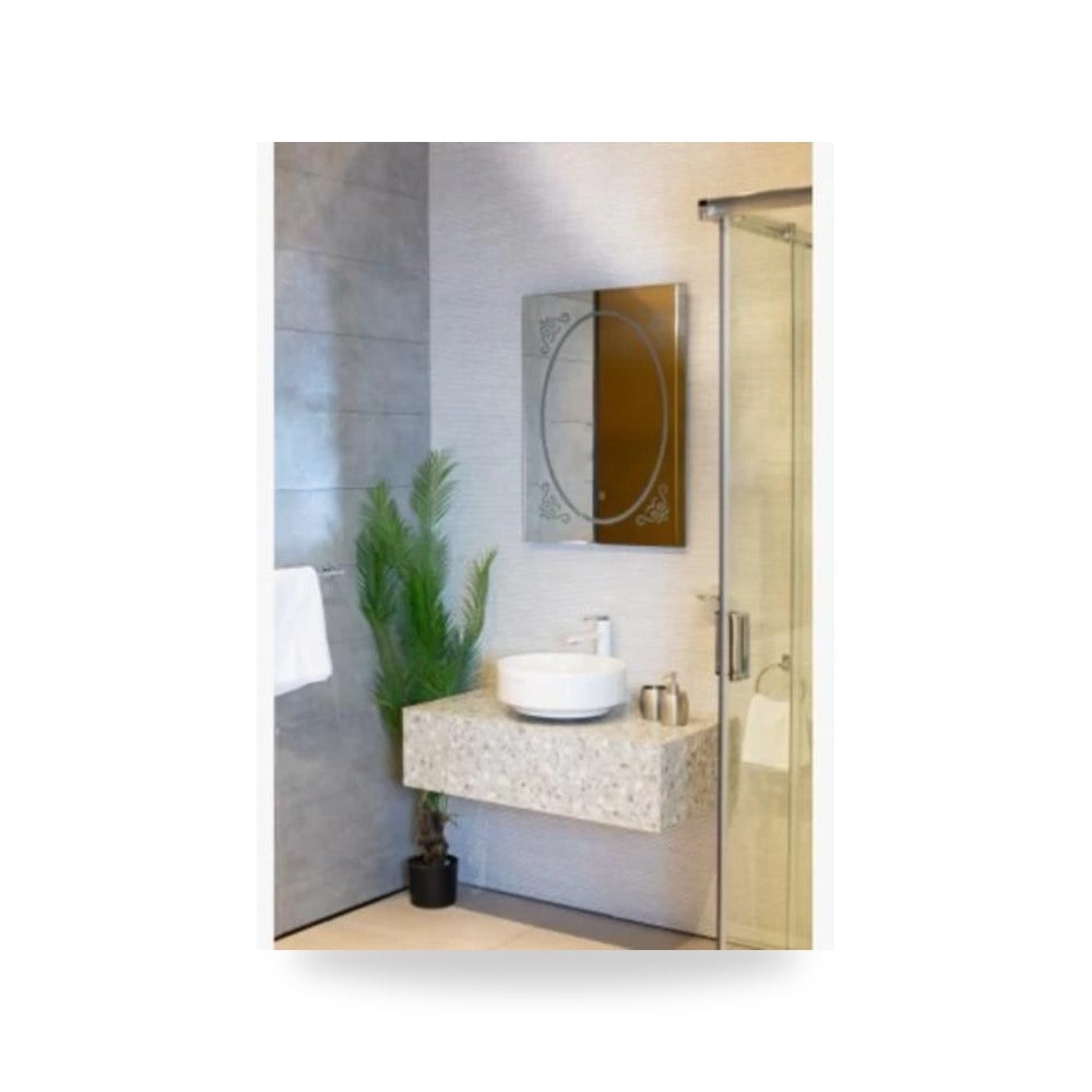 مراءه حمام مع اضاءه ليد باللمس 80 × 60 سم فضي Silver موديل 888