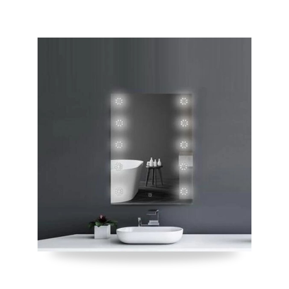 مراءه حمام مع اضاءه ليد باللمس 80 × 60 سم فضي Silver موديل 800
