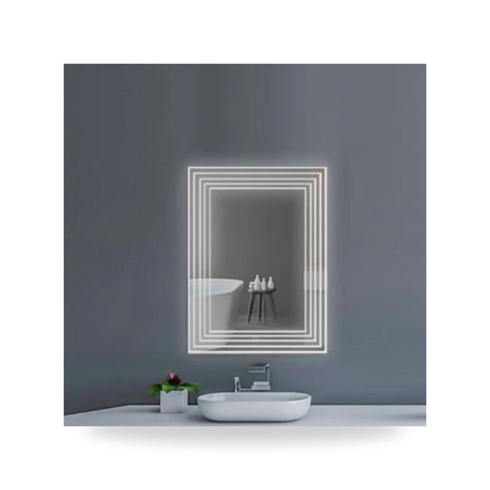 مراءه حمام مع اضاءه ليد باللمس 80 × 60 سم فضي Silver موديل 205