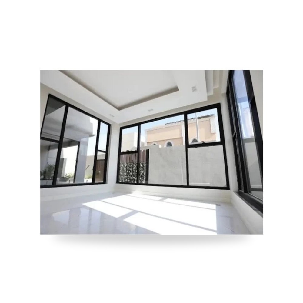 شباك سحاب ألمنيوم دبل جلاس 24 مم قطاع 10.5 سم زجاج (تنتد - شفاف) لون اوف وايت - مصنع رال